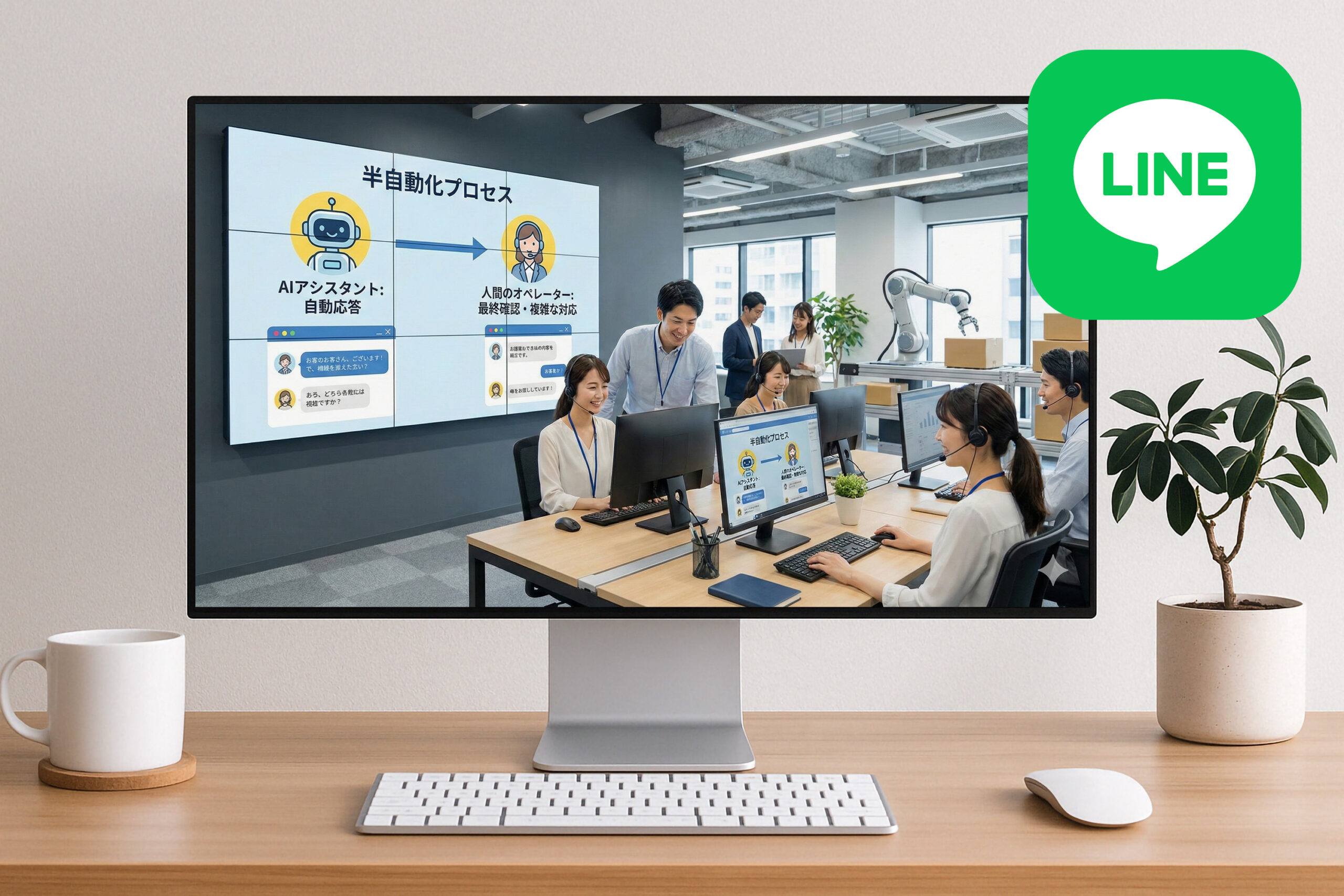 AIによる半自動化プロセスのイメージ